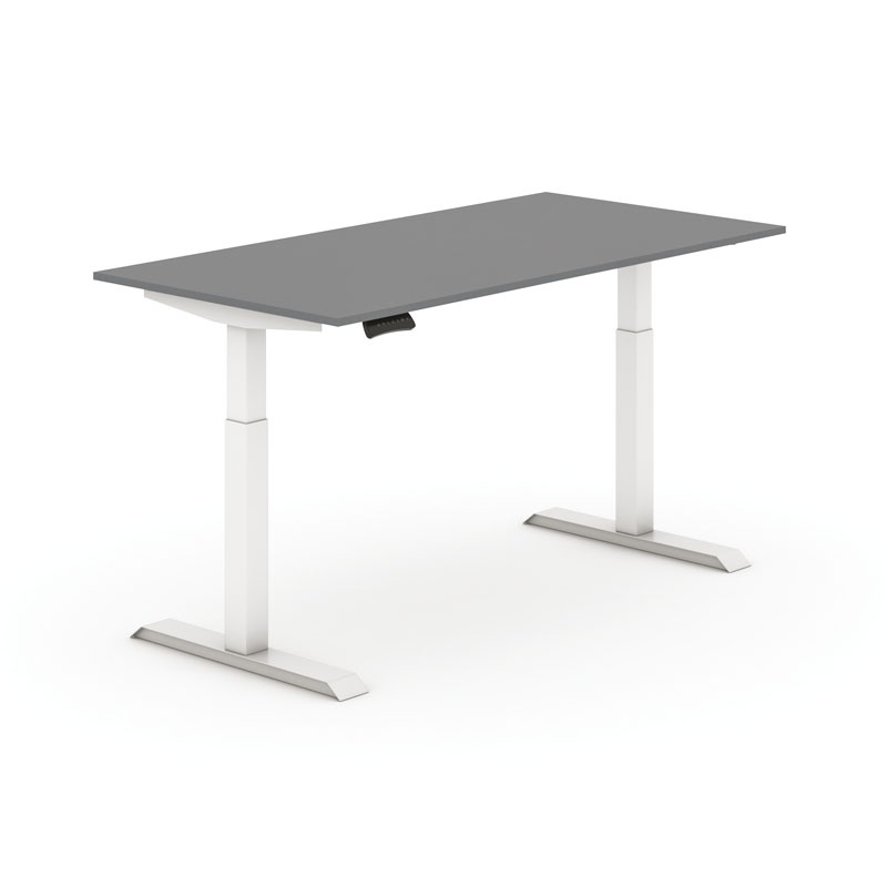 Stavitelný stůl elektrický, grafit 1600 x 800 mm, bílá podnož, 2 motory