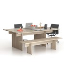 Stół DOUBLE SOLID + 1x rozszerzenie blatu, 2100 x 1250 x 743 mm, naturalny dąb