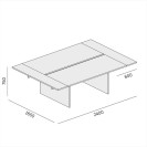 Stôl double SOLID + 2x prísed, 2400 x 1650 x 743 mm, biela