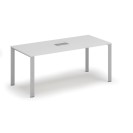 Stôl INFINITY 1800 x 900 x 750, biela + stolná zásuvka TYP III, strieborná