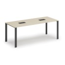 Stôl INFINITY 2000 x 900 x 750, breza + 2x stolná zásuvka TYP I, čierna