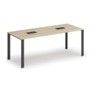 Stôl INFINITY 2000 x 900 x 750, dub prírodný + 2x stolná zásuvka TYP II, čierna