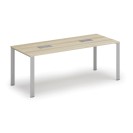 Stôl INFINITY 2000 x 900 x 750, dub prírodný + 2x stolná zásuvka TYP II, strieborná