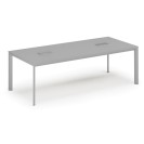 Stôl INVITATION 2400 x 1200 x 740, sivá + 2x stolná zásuvka TYP V, strieborná