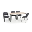 Stół konferencyjny AIR 1600 x 800, brzoza + 4 krzesła VIVA szara