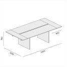 Stół konferencyjny SOLID + 2x rozszerzenie blatu, 2400 x 1250 x 743 mm, biały