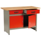 Stół roboczy do warsztatu HOBBY I, 800 x 1200 x 600 mm, 2 szuflady, 2 szafki