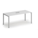 Stôl SQUARE 1800 x 800 x 750, biela + stolná zásuvka TYP III, strieborná