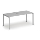 Stôl SQUARE 1800 x 800 x 750, sivá + stolová zásuvka TYP III, strieborná