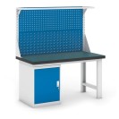 Stół warsztatowy GB z szafką i panelem, 1500 mm