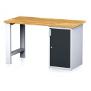 Stół warsztatowy MECHANIC, 1500x700x880 mm, 1x szafka, szary/antracyt