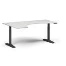 Stół z regulacją wysokości, elektryczny, 675-1325 mm, ergonomiczny lewy, blat 1800x1200 mm, podstawa czarna, biała