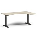 Stół z regulacją wysokości, elektryczny, 675-1325 mm, ergonomiczny prawy, blat 1800x1200 mm, podstawa czarna, brzoza