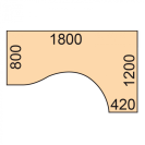 Stół z regulacją wysokości, elektryczny, 675-1325 mm, ergonomiczny prawy, blat 1800x1200 mm, podstawa czarna, dąb naturalny