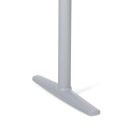 Stół z regulacją wysokości OBOL, elektryczny, 675-1325 mm, ergonomiczny lewy, blat 1600x1200 mm, zaokrąglona podstawa szara, biała