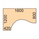 Stół z regulacją wysokości OBOL, elektryczny, 675-1325 mm, ergonomiczny lewy, blat 1600x1200 mm, zaokrąglona podstawa szara, dąb naturalny
