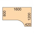 Stół z regulacją wysokości OBOL, elektryczny, 675-1325 mm, narożnik prawy, blat 1600x1200 mm, zaokrąglona podstawa szara, orzech