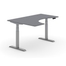 Stół z regulacją wysokości PRIMO ADAPT, elektryczny, 1600 x 1200 x 625-1275 mm, ergonomiczny lewy, blat, grafit, szary stelaż