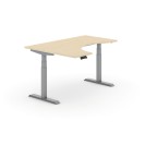Stół z regulacją wysokości PRIMO ADAPT, elektryczny, 1600 x 1200 x 625-1275 mm, ergonomiczny lewy, brzoza, szary stelaż