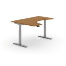 Stół z regulacją wysokości PRIMO ADAPT, elektryczny, 1600 x 1200 x 625-1275 mm, ergonomiczny lewy, czereśnia, szary stelaż