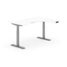 Stół z regulacją wysokości PRIMO ADAPT, elektryczny, 1600 x 1200 x 625-1275 mm, ergonomiczny prawy, biały, szary stelaż