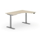 Stół z regulacją wysokości PRIMO ADAPT, elektryczny, 1600 x 1200 x 625-1275 mm, ergonomiczny prawy, dąb, szary stelaż