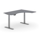 Stół z regulacją wysokości PRIMO ADAPT, elektryczny, 1600 x 1200 x 625-1275 mm, ergonomiczny prawy, grafit, podstawa szara