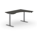 Stół z regulacją wysokości PRIMO ADAPT, elektryczny, 1600 x 1200 x 625-1275 mm, ergonomiczny prawy, wenge, szary stelaż