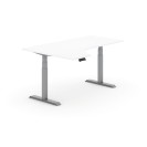 Stół z regulacją wysokości PRIMO ADAPT, elektryczny, 1800 x 1200 x 625-1275 mm, ergonomiczny lewy, biały, szary stelaż