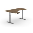 Stół z regulacją wysokości PRIMO ADAPT, elektryczny, 1800 x 1200 x 625-1275 mm, ergonomiczny lewy, orzech, szary stelaż