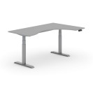 Stół z regulacją wysokości PRIMO ADAPT, elektryczny, 1800 x 1200 x 625-1275 mm, ergonomiczny prawy, szary, szary stelaż