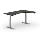 Stół z regulacją wysokości PRIMO ADAPT, elektryczny, 1800 x 1200 x 625-1275 mm, ergonomiczny prawy, wenge, szary stelaż