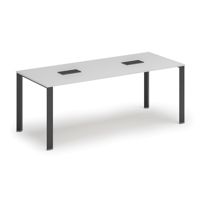 Stůl INFINITY 2000 x 900 x 750, bílá + 2x stolní zásuvka TYP II, černá