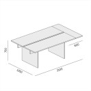 Stůl jednací SOLID + 1x přísed, 2100 x 1250 x 743 mm, ořech