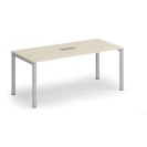 Stůl SQUARE 1800 x 800 x 750, bříza + stolní zásuvka TYP II, stříbrná