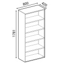 Szafa biurowa kombinowana PRIMO WHITE, drzwi na 2 poziomach, 1781 x 800 x 420 mm, biały/buk
