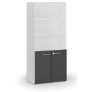 Szafa biurowa kombinowana PRIMO WHITE, drzwi na 2 poziomach, 1781 x 800 x 420 mm, biały/grafit