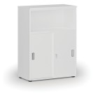 Szafa biurowa kombinowana z drzwiami przesuwnymi PRIMO WHITE, 1087 x 800 x 420 mm, biały