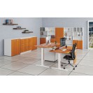 Szafa biurowa z drzwiami PRIMO WHITE, 1087 x 800 x 420 mm, biały/wiśnia