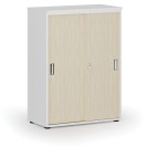 Szafa biurowa z drzwiami przesuwnymi PRIMO WHITE, 1087 x 800 x 420 mm, biały/brzoza