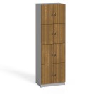 Szafa drewniana ze schowkami, 8 drzwi, 2x4, szary / orzech