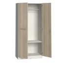 Szafa ubraniowa biurowa PRIMO, 1 półka, drążek do szafy, 1781 x 800 x 500 mm, biały/dąb naturalny