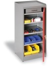 Szafka warsztatowa na narzędzia z szufladą, 3 półki, 1 szuflada, 450 x 450 x 1020 mm, czerwone drzwi