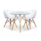 Szklany stół VIDRIO + 2x Krzesła do jadalni NORDY X, biały