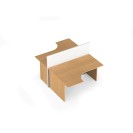 Tischtrennwand-Set mit ergonomischem Tisch PRIMO, offen, magnetisch, 2 Plätze, Birke