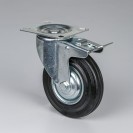 Transportné otočné koleso s brzdou, 125 mm, čierna guma