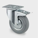 Transportní kolečko s krytem 125 mm, otočné s brzdou, šedá guma