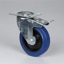 Transportní otočné kolo s brzdou, 125 mm, s modrým běhounem