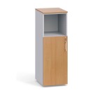 Úzká kombinovaná kancelářská skříň PRIMO, 1087 x 400 x 420 mm, šedá / buk