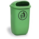 Venkovní odpadkový koš na sloupek, 50 l, 425 x 320 x 780 mm, světle zelený
